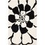 Handmade Black and White Floral Wool and Viscose Rug, 5' x 8'