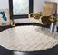 Cream Geometric Shag Round Polyester Area Rug 6'7"