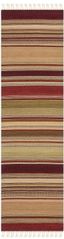 Handwoven Red and Multicolor Wool Striped Runner Rug