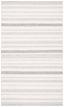 Ivory and Grey Striped 9' x 12' Wool Cotton Area Rug