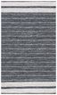 Black and Ivory Striped 4' x 6' Wool Cotton Rug