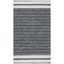 Black and Ivory Striped 4' x 6' Wool Cotton Rug