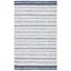 Ivory and Navy Striped Handwoven Wool Rug