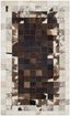 Ivory and Dark Brown Geometric Cowhide Area Rug, 3' x 5'