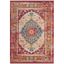 Ivory and Fuchsia Floral Medallion 5' x 7' Cotton Area Rug