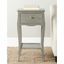 Gray Elm Wood Rectangular End Table with Storage Drawer