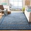 Navy and Ivory Moroccan Boho Distressed Wool Area Rug