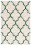 Ivory and Green Round Shag Rug with Trellis Pattern