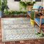 Green and Blue Southwestern Synthetic Indoor/Outdoor Rug, 9' x 12'