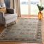 Light Blue and Black Vintage Viscose Area Rug, 4' x 5'7"