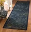 Vintage Blue and Yellow Viscose Runner Rug, 2'2" x 8'