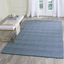 Handmade Ivory and Navy Wool Geometric Area Rug, 5' x 8'