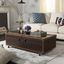 Transitional Mix Walnut and Brass Storage Trunk Coffee Table