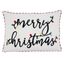 White Cotton Embroidered Merry Christmas Pillow Cover 14x20