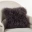 16" Gray Wool Mongolian Lamb Fur Square Throw Pillow