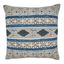 20'' Blue and Beige Cotton Boho Rug Design Throw Pillow