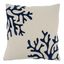 Ivory and Navy Coral Design 18" Square Cotton Throw Pillow