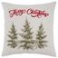 Natural Embroidered Merry Christmas Trees 18" Square Pillow Cover