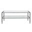 Elegant Distressed Silver Metal and Glass Rectangular Coffee Table