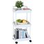 White 3-Tier Plastic Rolling Utility Cart with Lockable Wheels