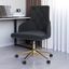 Black Velvet Swivel Office Chair with Gold Base
