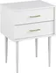 White 2-Drawer Mid-Century Modern Nightstand with Gold Handles