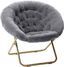 Gray Metal Papasan Accent Chair with Faux Fur Upholstery