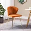 Elegant Orange Velvet Upholstered Side Chair with Gold Metal Legs