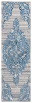 Blue and Gray Abstract Tufted Wool Runner Rug