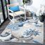 Grey and Blue Floral Synthetic Square Rug 63" x 63"