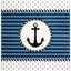 Ivory and Navy Square Kids Anchor Rug, 5'3"