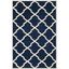 Dark Blue and Ivory Hand-Tufted Wool 6' x 9' Geometric Rug