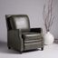 Sleek Dark Grey Leather Recliner with Wood Accents