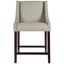 Transitional Belgian Light Grey Linen Counter Stool with Espresso Legs