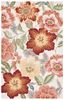 Ivory and Pink Floral Hand Tufted Wool Rug, 6' x 9'