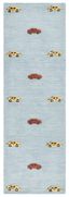 Light Blue Wool Kids Hand-Tufted Car Runner Rug