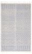 Ivory and Blue Handwoven Wool Rectangular Area Rug, 3' x 5'