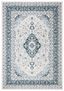 Cream and Navy Synthetic Oriental Area Rug, 5'3" x 7'6"