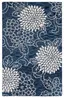 Navy and Ivory Floral Handmade Wool Area Rug, 3' x 5'