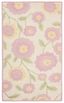 Ivory and Pink Floral Handmade Wool Kids Rug