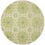 Ivory and Green Round Geometric Wool Kids Rug