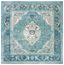 Turquoise and Beige Square Hand-Knotted Viscose Rug