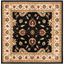 Black and Ivory Synthetic Safavid Style Area Rug, 6'7" Square