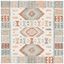 Ivory and Blue Hand-Tufted Wool Southwestern Square Rug, 6' x 6'