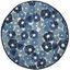 Azurite Blue 6' Round Hand-Knotted Wool Floral Rug