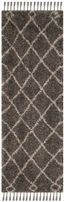 Tribal Luxe Reversible Shag Runner Rug in Brown and Cream, 60" x 28"