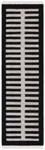 Beige and Black Flat Weave Wool Striped Runner Rug