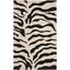 Beige and Black Zebra Striped Wool and Viscose Area Rug, 5' x 8'