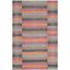 Rust and Multicolor Striped Wool and Cotton 4' x 6' Rug