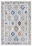 Ivory and Blue Oriental Synthetic Stain-Resistant Round Rug